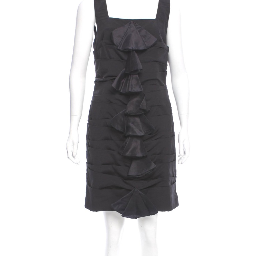 Alice + Olivia Sz 10 Dress Black Pleated, Ruffles